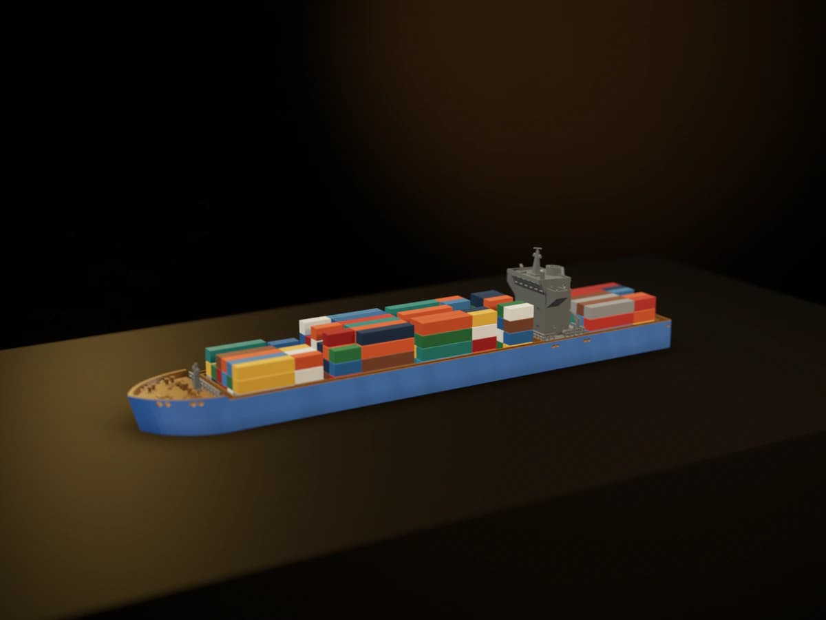 Container Ship, drawn from its 3D model